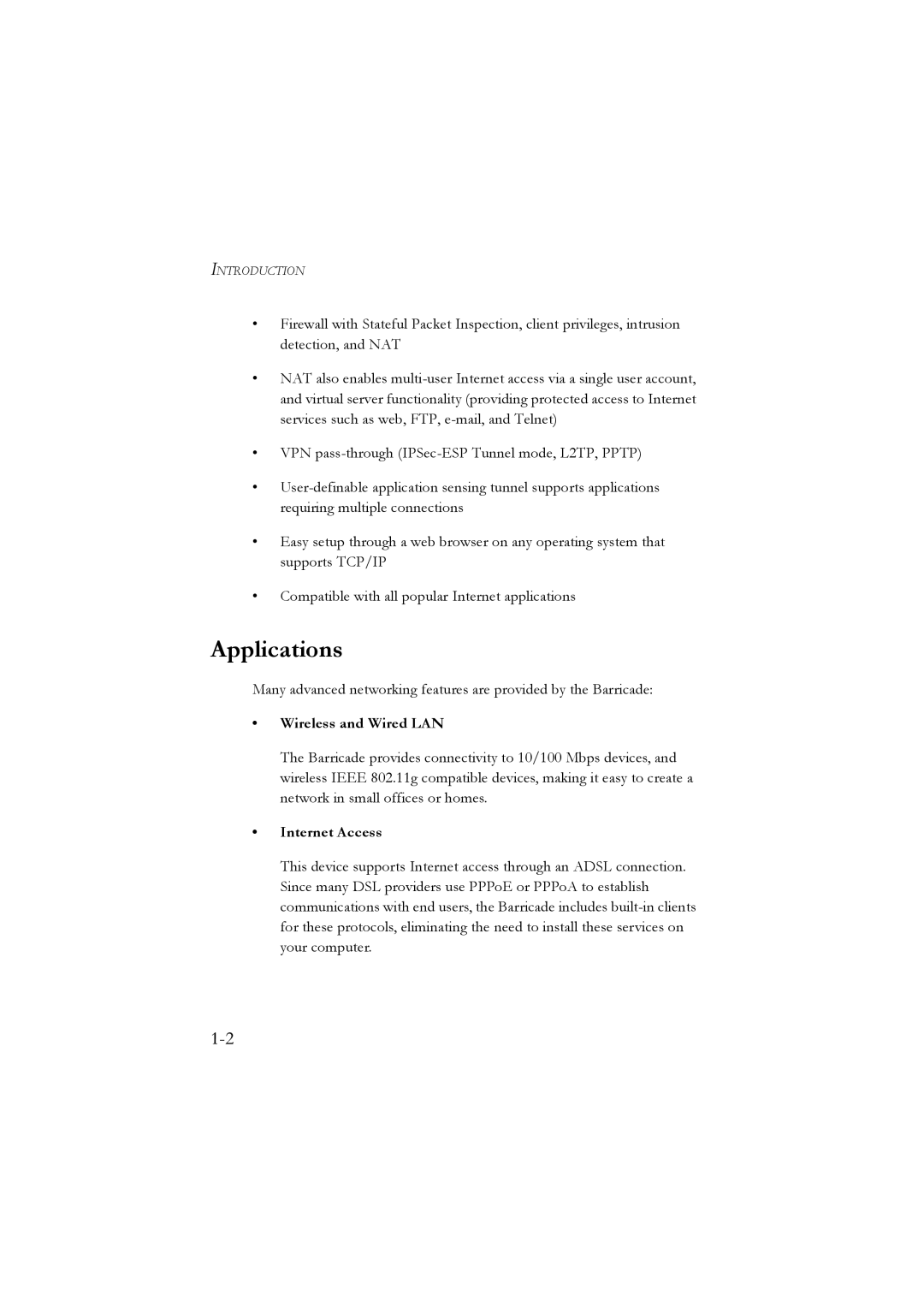 SMC Networks SMC7804WBRA manual Applications, Wireless and Wired LAN, Internet Access 