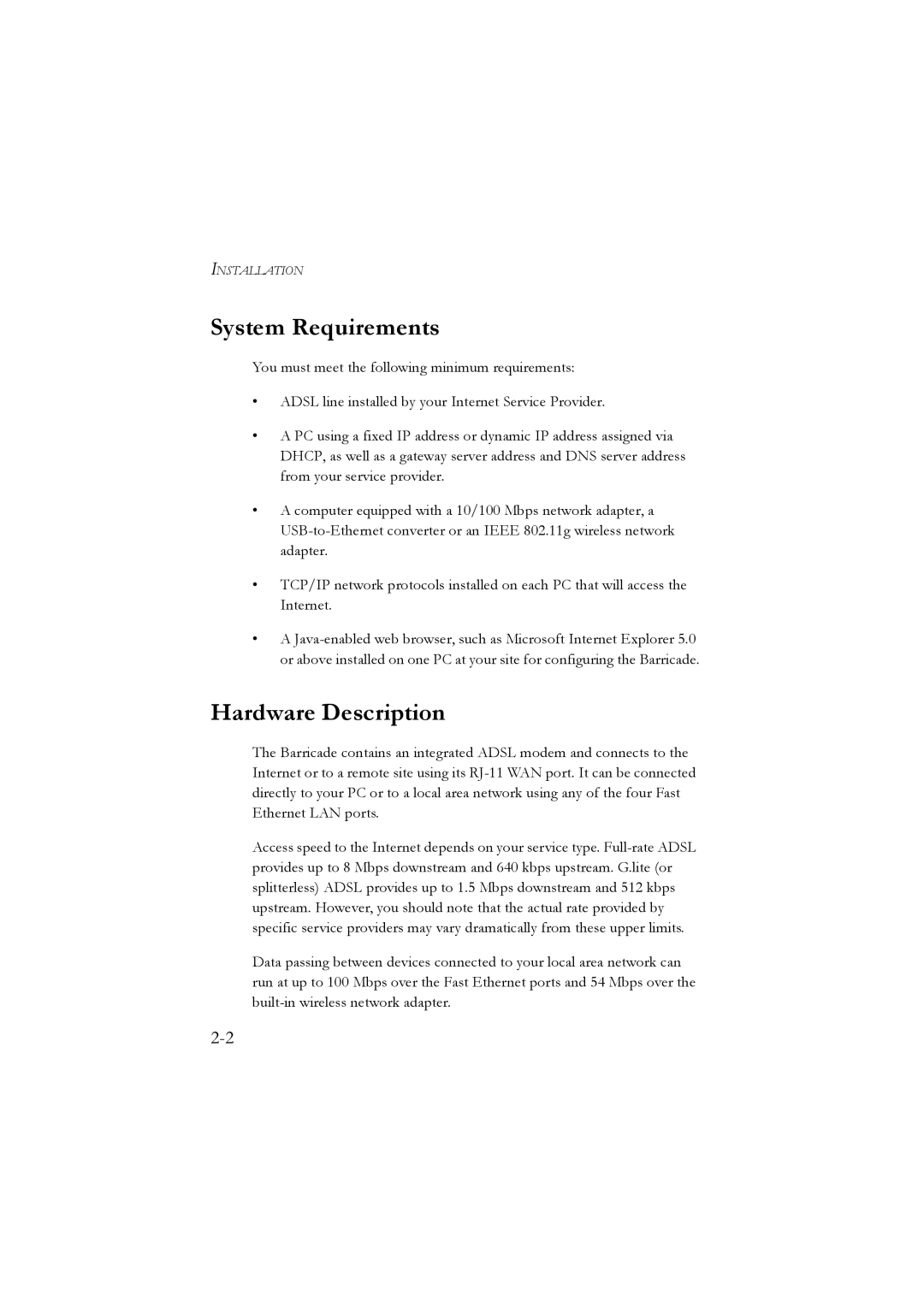 SMC Networks SMC7804WBRA manual System Requirements, Hardware Description 