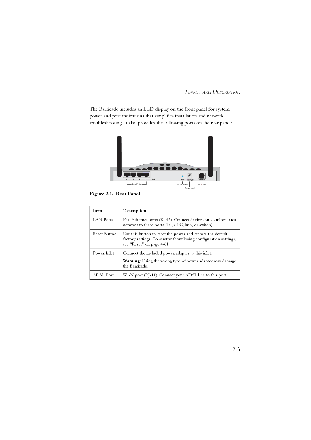 SMC Networks SMC7804WBRA manual Rear Panel 