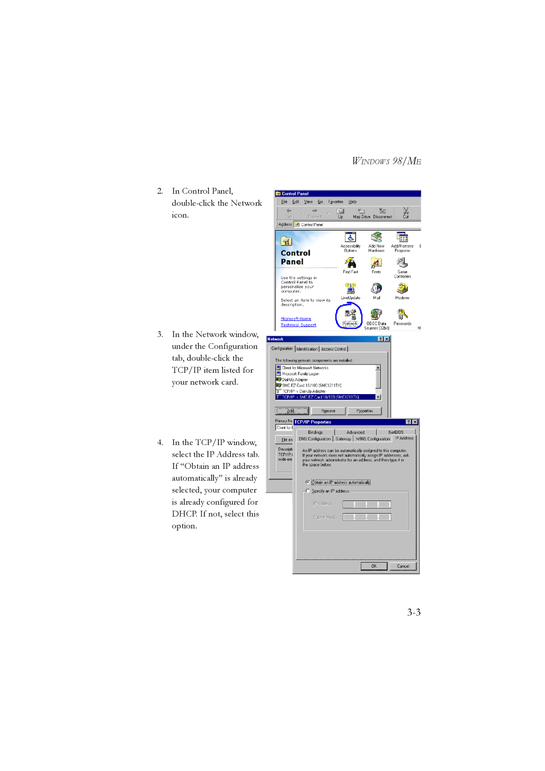 SMC Networks SMC7804WBRA manual Windows 98/ME 