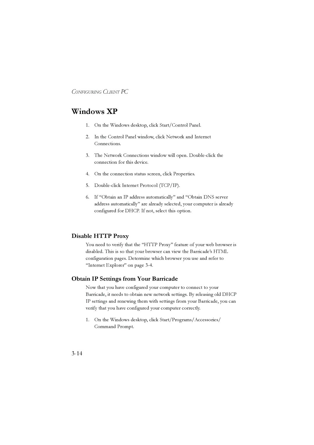 SMC Networks SMC7804WBRA manual Windows XP 