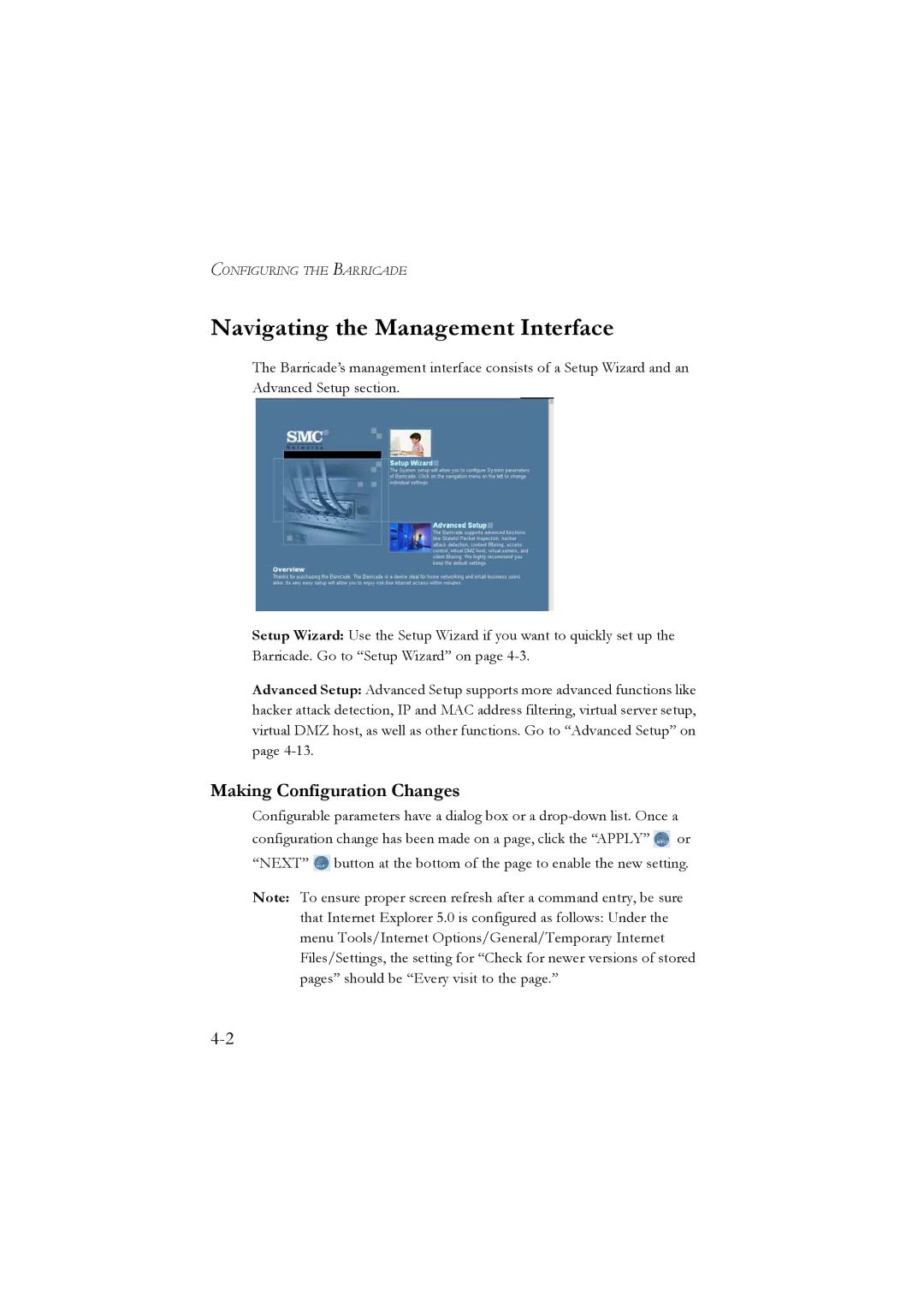 SMC Networks SMC7804WBRA manual Navigating the Management Interface, Making Configuration Changes 