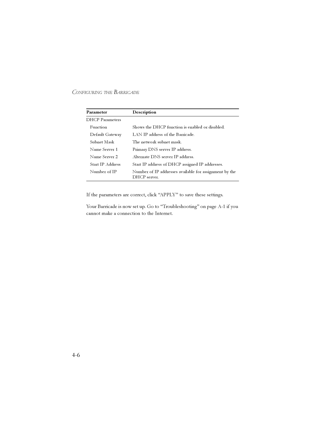 SMC Networks SMC7804WBRA manual Parameter Description 