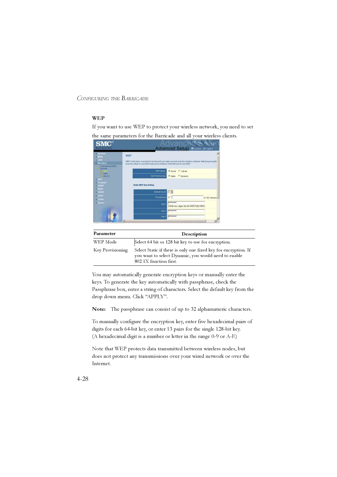 SMC Networks SMC7804WBRA manual Wep 