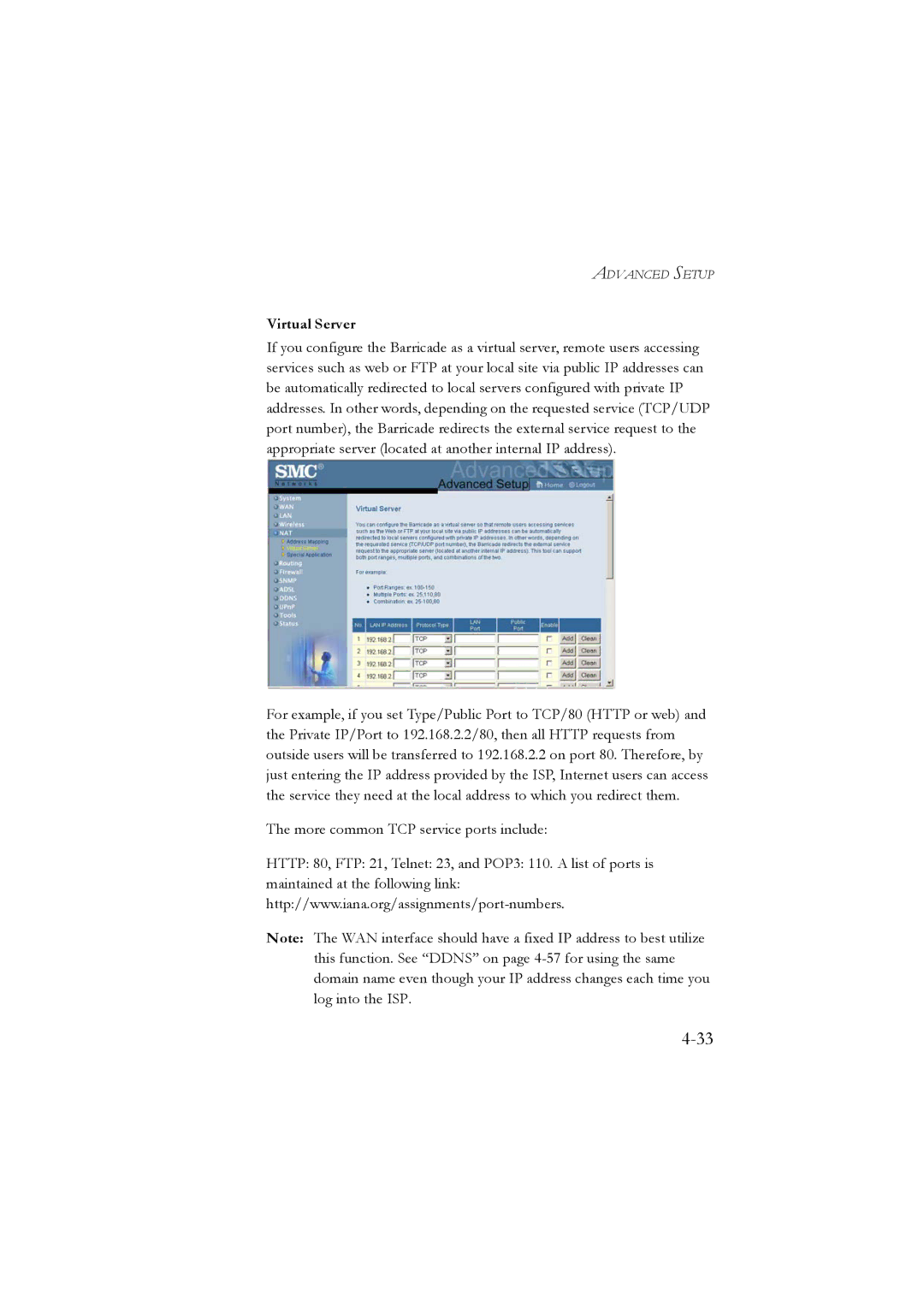 SMC Networks SMC7804WBRA manual Virtual Server 