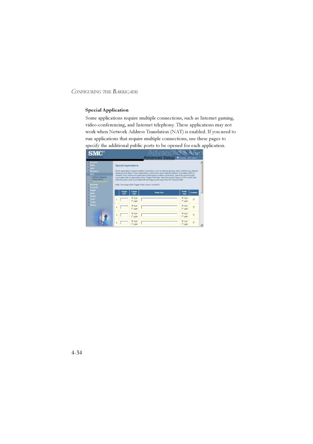 SMC Networks SMC7804WBRA manual Special Application 