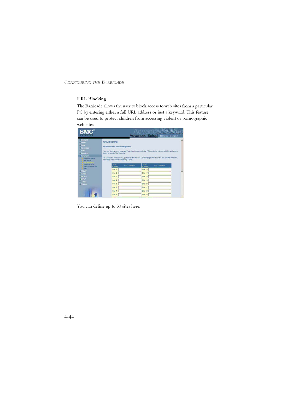 SMC Networks SMC7804WBRA manual URL Blocking 