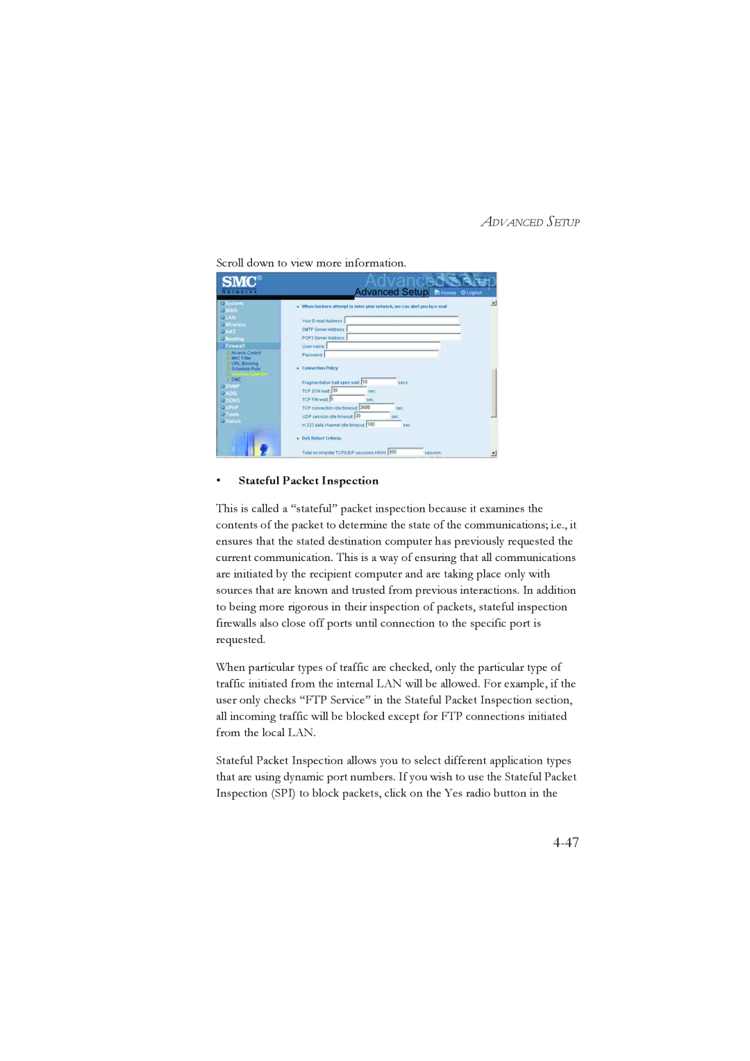 SMC Networks SMC7804WBRA manual Stateful Packet Inspection 