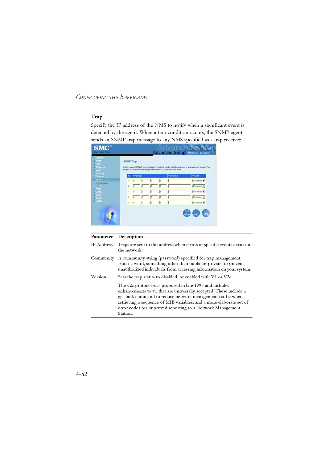 SMC Networks SMC7804WBRA manual Trap 