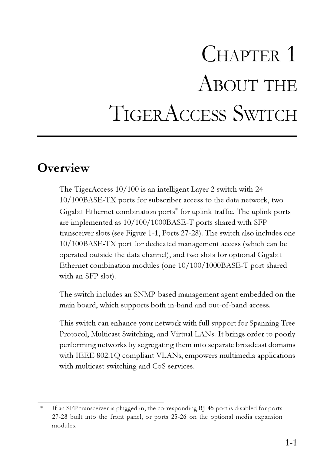 SMC Networks SMC7824M/ESW manual Chapter About Tigeraccess Switch, Overview 