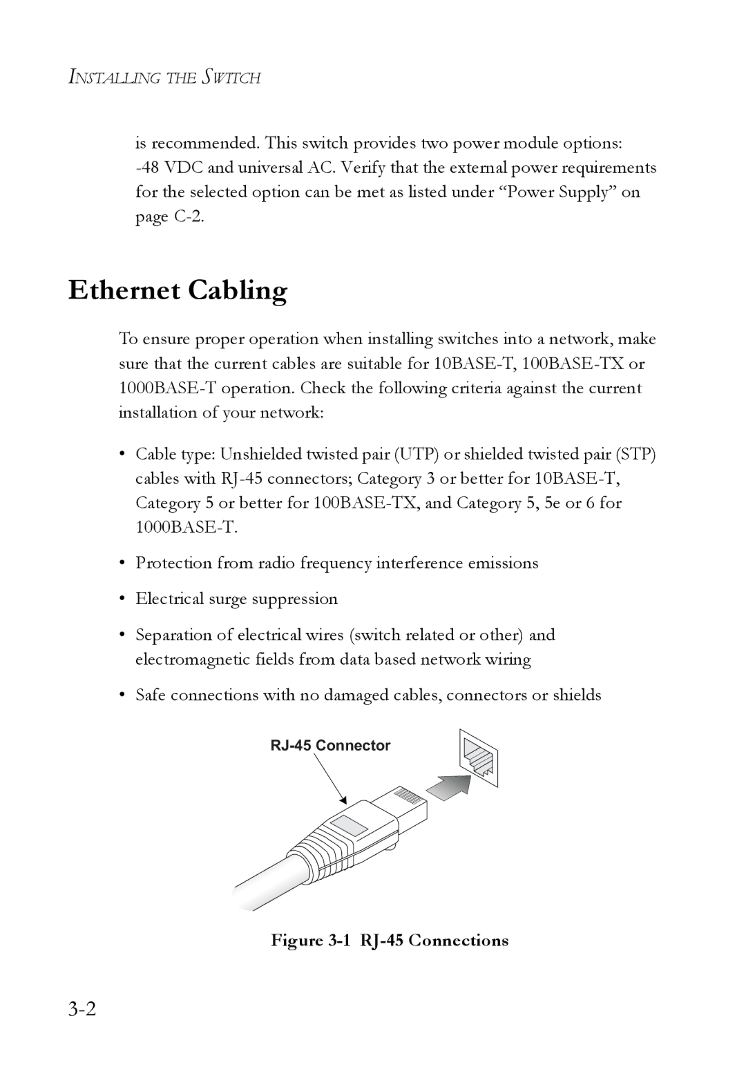 SMC Networks SMC7824M/ESW manual Ethernet Cabling, RJ-45 Connections 