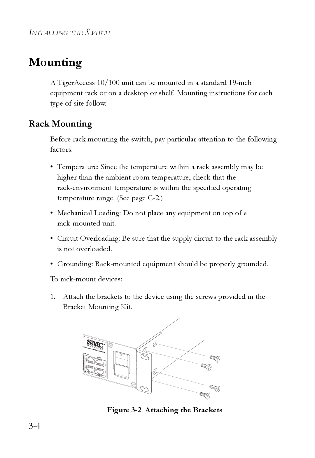 SMC Networks SMC7824M/ESW manual Rack Mounting 