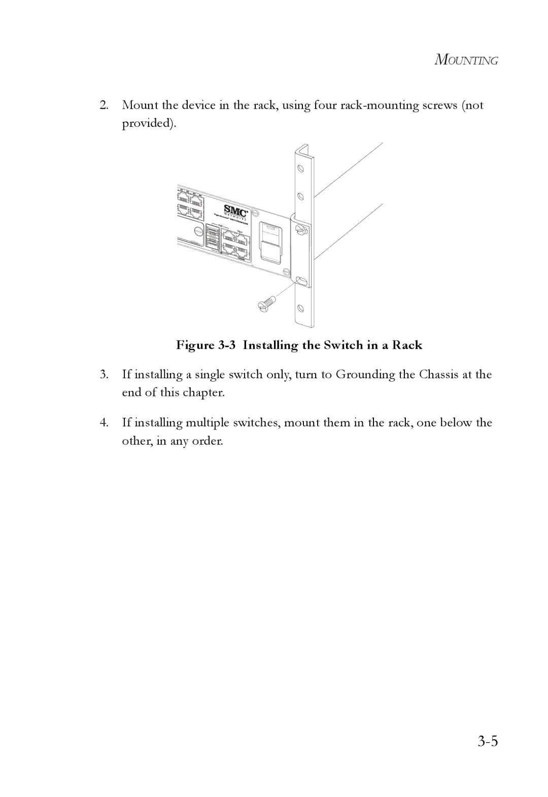 SMC Networks SMC7824M/ESW manual Installing the Switch in a Rack 