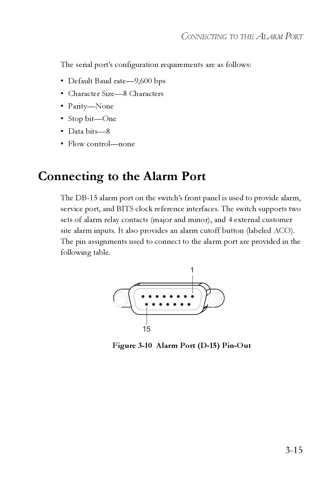 SMC Networks SMC7824M/ESW manual Connecting to the Alarm Port, Alarm Port D-15 Pin-Out 