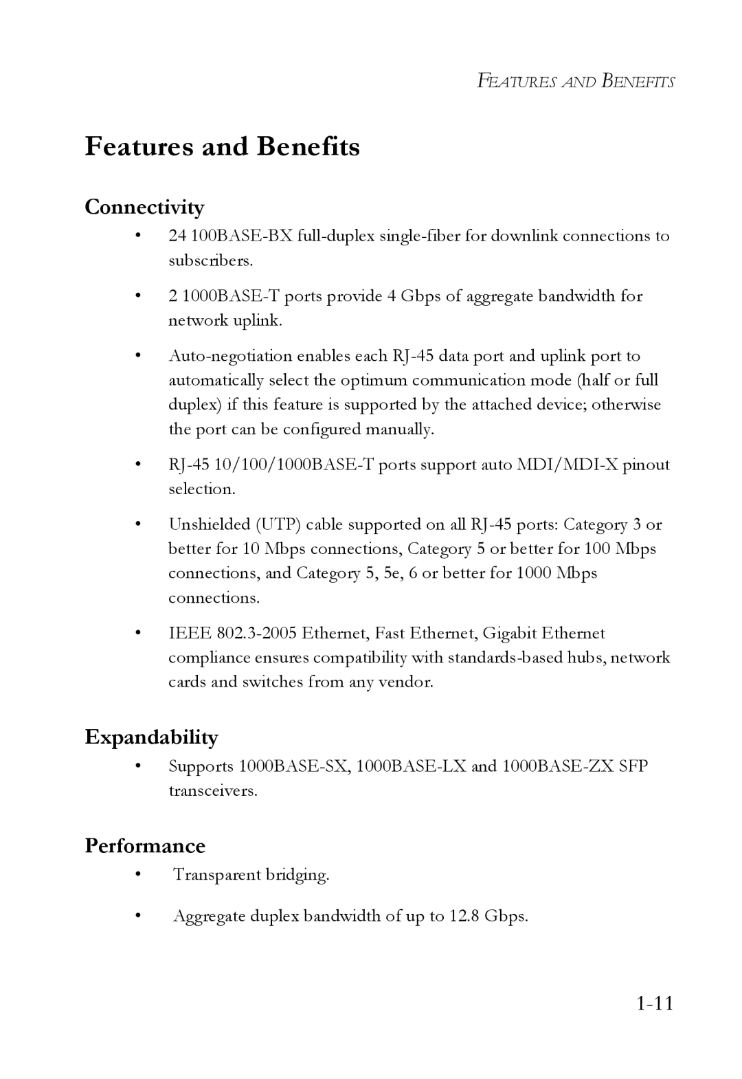 SMC Networks SMC7824M/FSW manual Features and Benefits, Connectivity, Expandability, Performance 