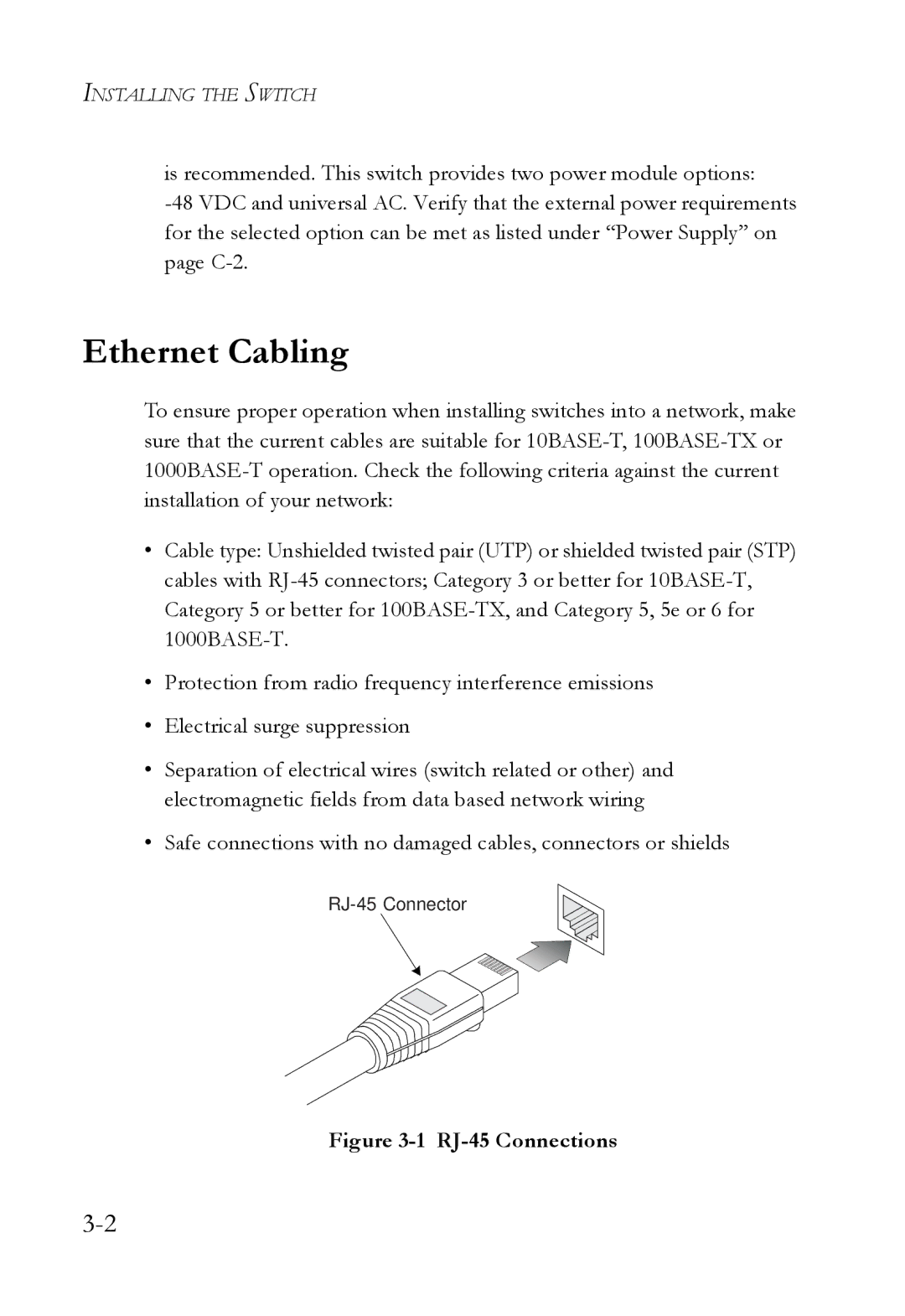 SMC Networks SMC7824M/FSW manual Ethernet Cabling, RJ-45 Connections 