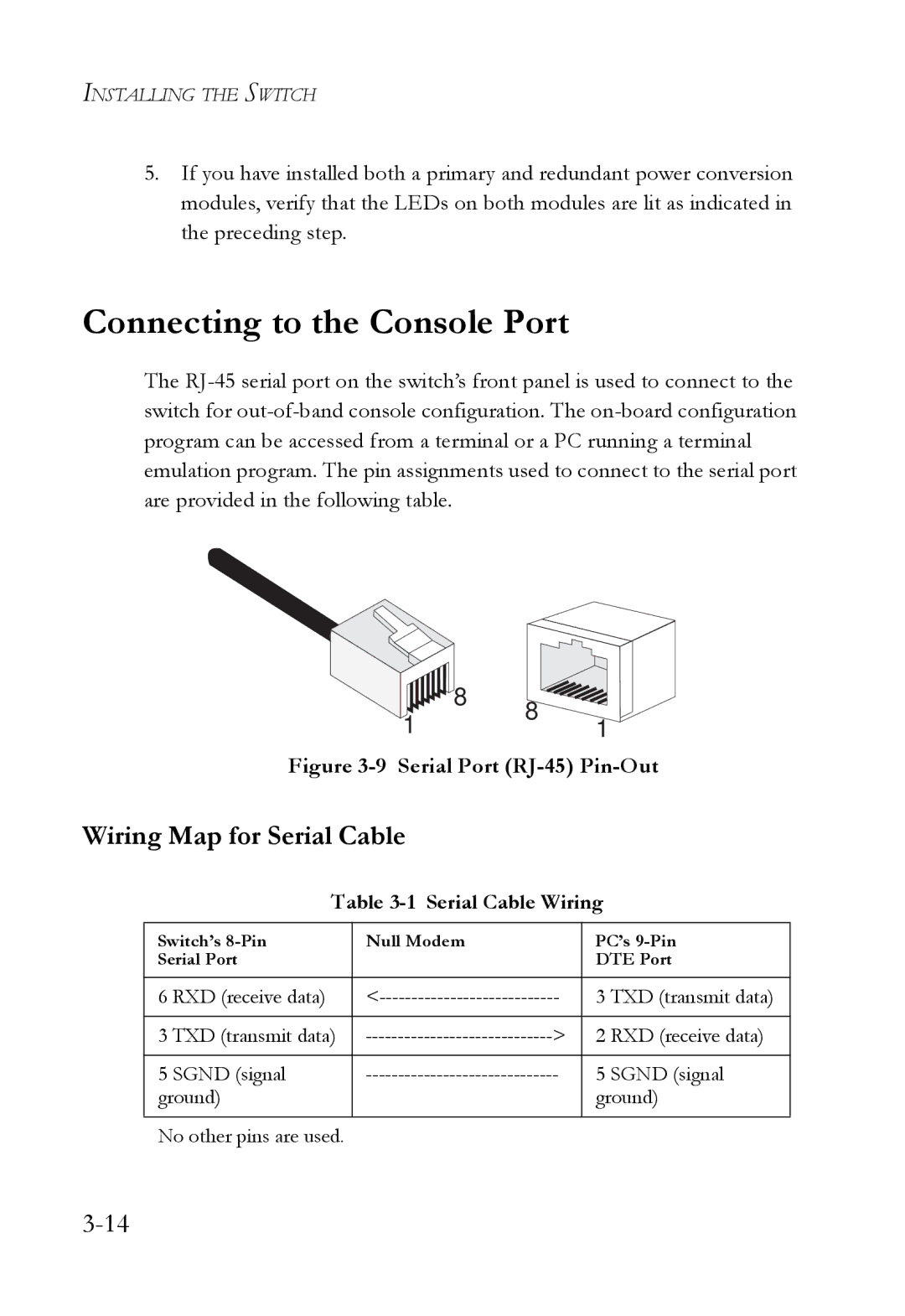 SMC Networks SMC7824M/FSW manual Connecting to the Console Port, Wiring Map for Serial Cable, Serial Cable Wiring 