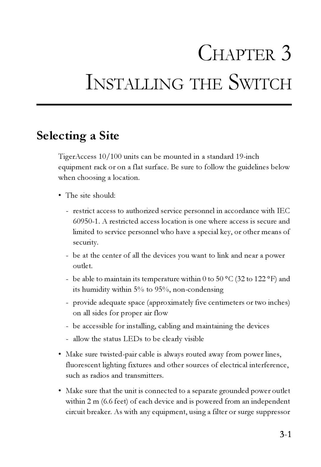 SMC Networks SMC7824M/FSW manual Selecting a Site, Installing The Switch 