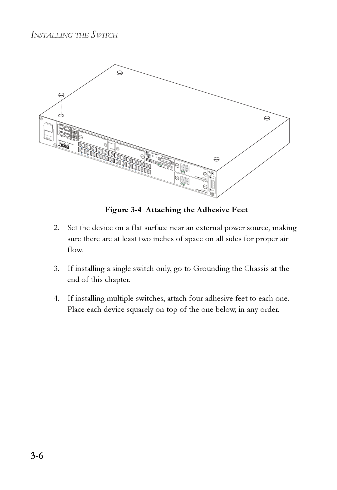 SMC Networks SMC7824M/FSW manual 4 Attaching the Adhesive Feet 