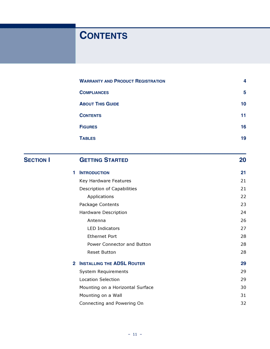 SMC Networks SMC7901WBRA2 B1 manual Contents 