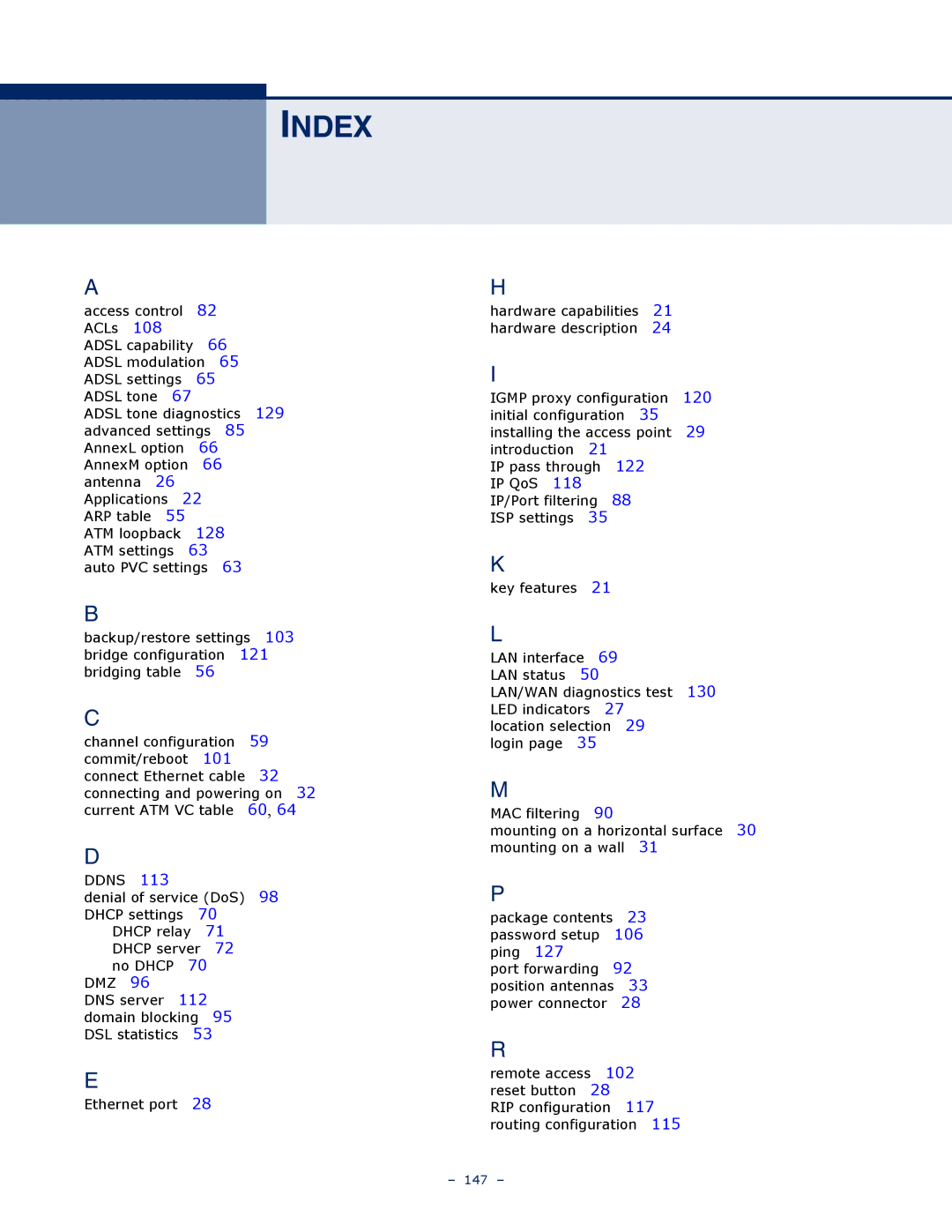 SMC Networks SMC7901WBRA2 B1 manual Index 