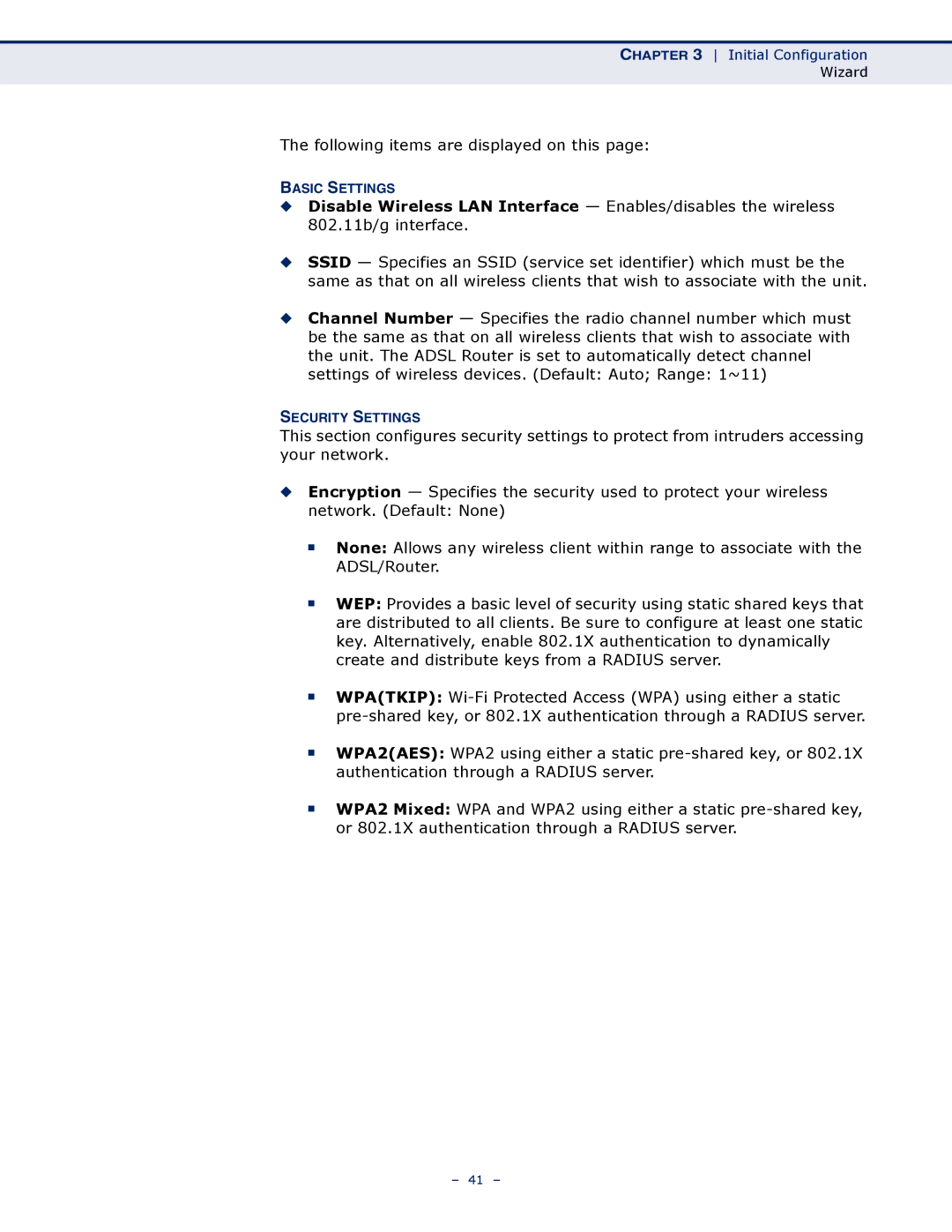 SMC Networks SMC7901WBRA2 B1 manual Basic Settings 