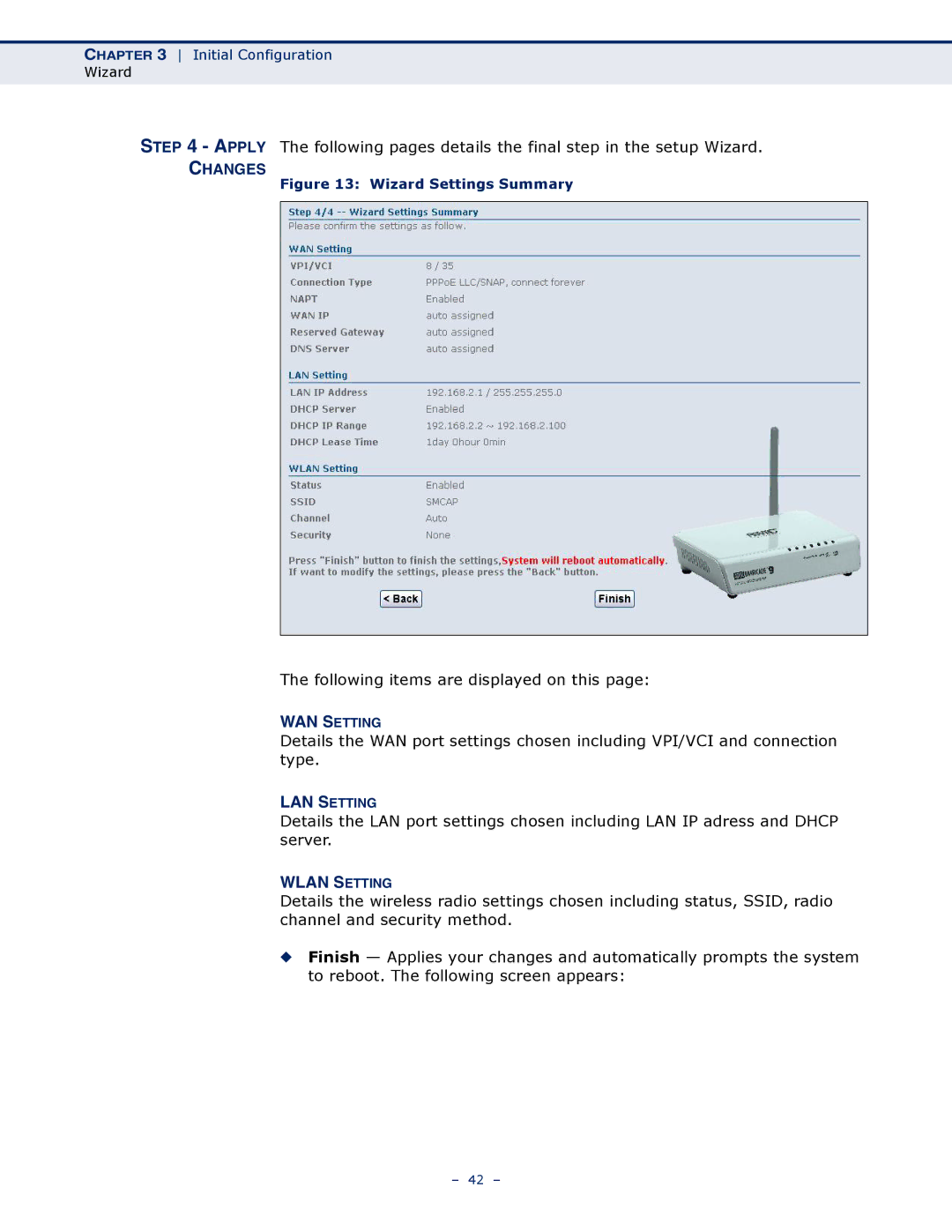 SMC Networks SMC7901WBRA2 B1 manual Wlan Setting, Changes 