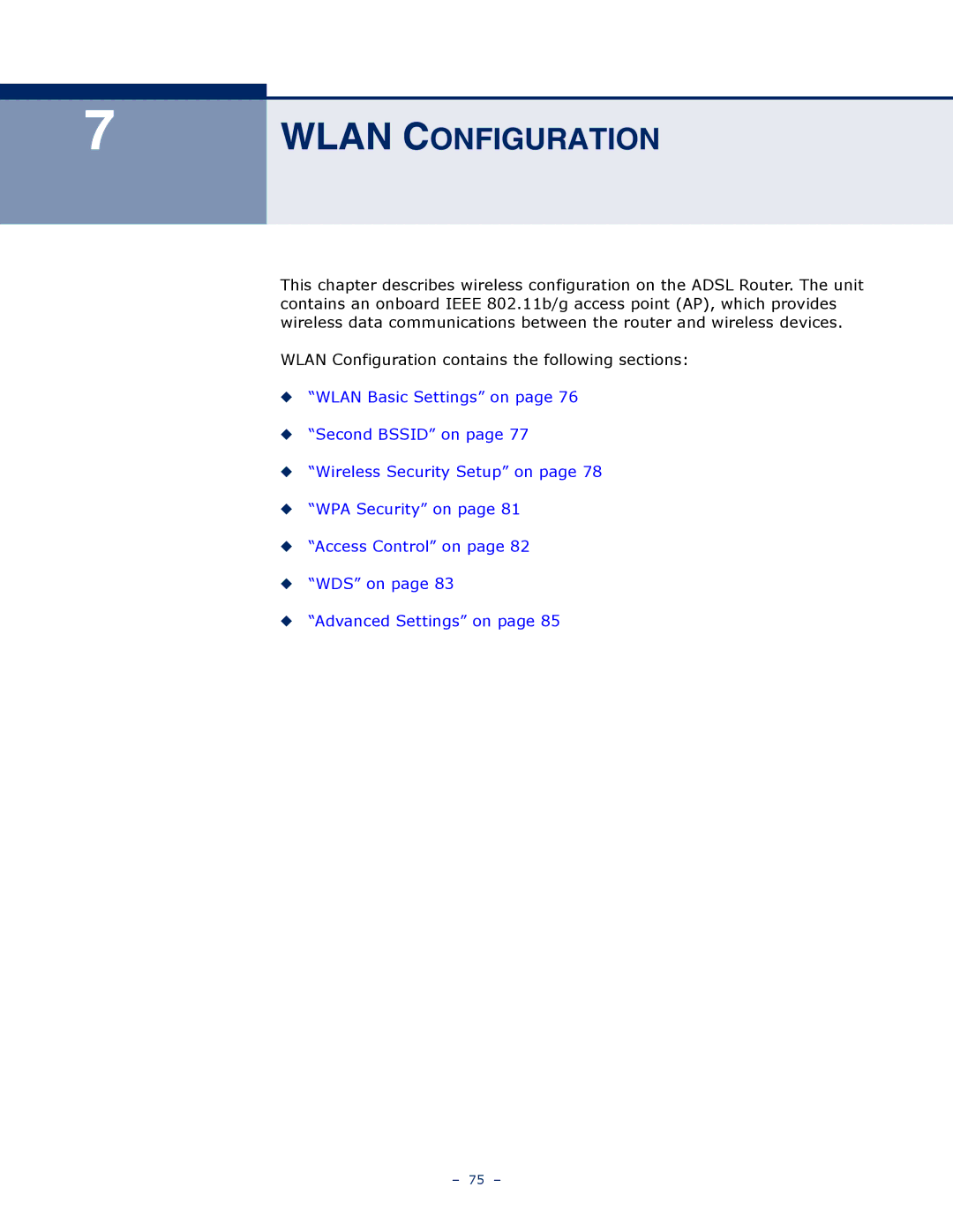 SMC Networks SMC7901WBRA2 B1 manual Wlan Configuration 