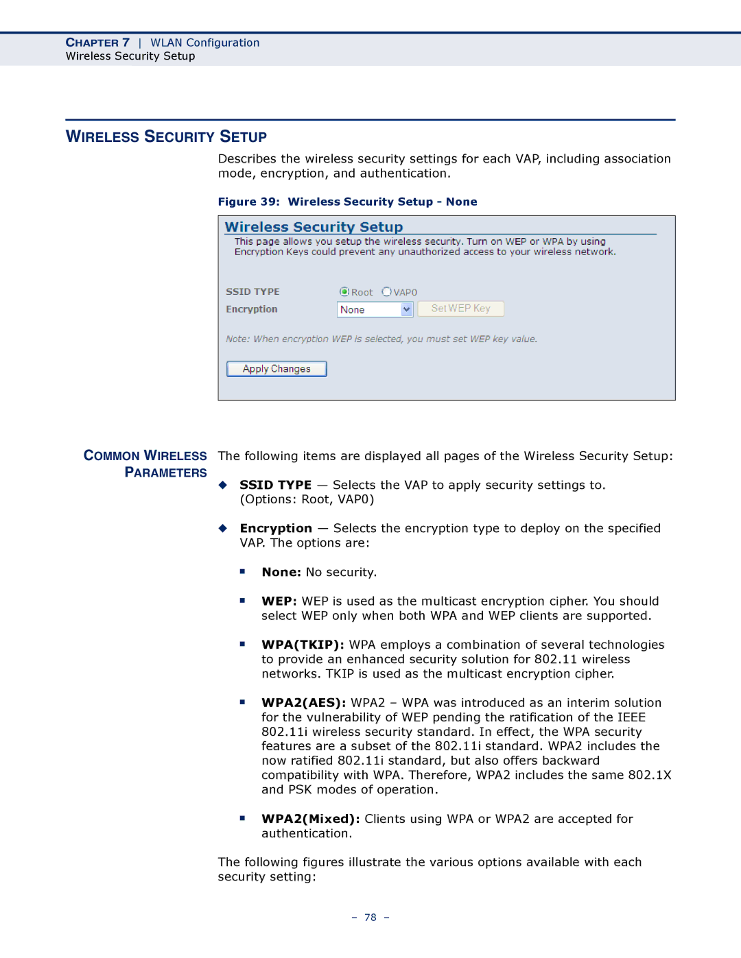 SMC Networks SMC7901WBRA2 B1 manual Wireless Security Setup, Parameters 