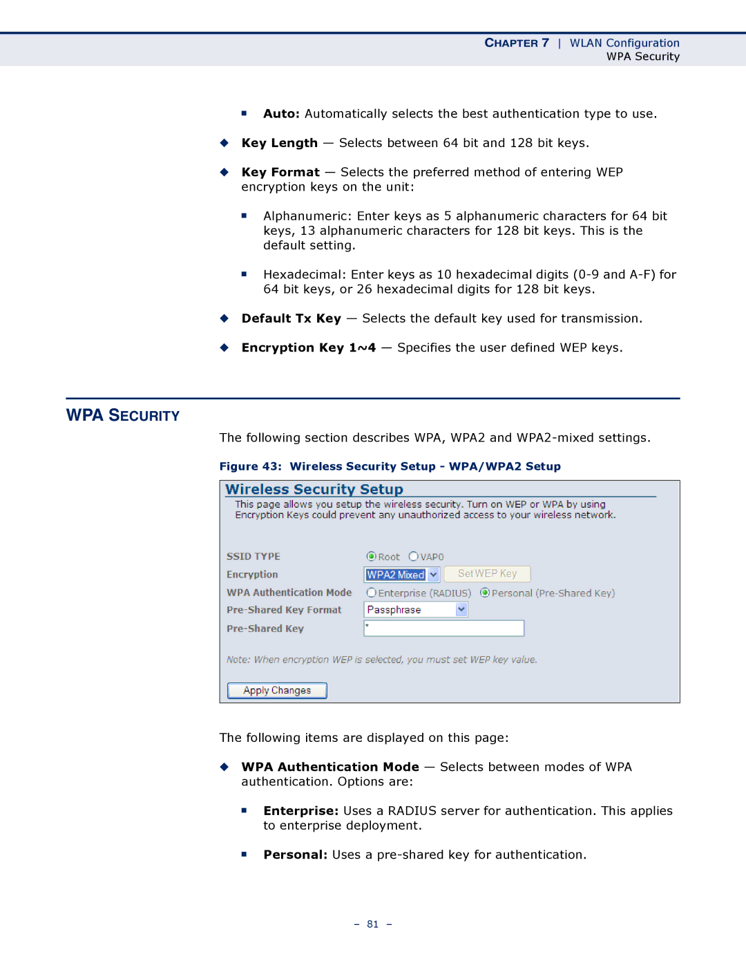 SMC Networks SMC7901WBRA2 B1 manual WPA Security, Wireless Security Setup WPA/WPA2 Setup 