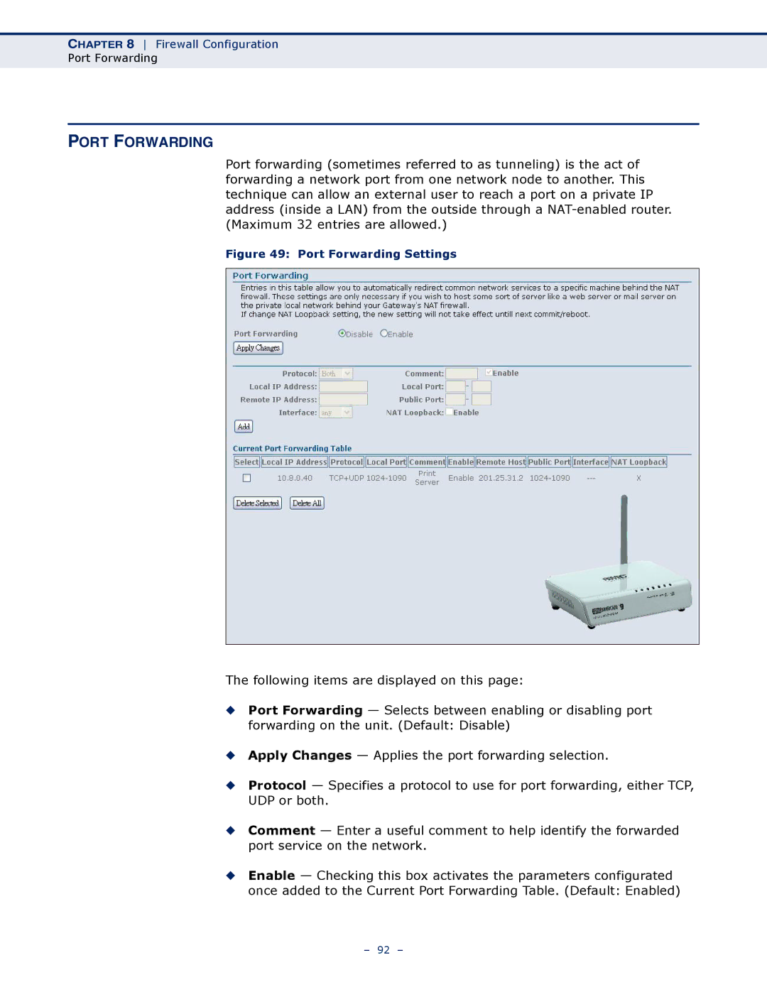 SMC Networks SMC7901WBRA2 B1 manual Port Forwarding Settings 