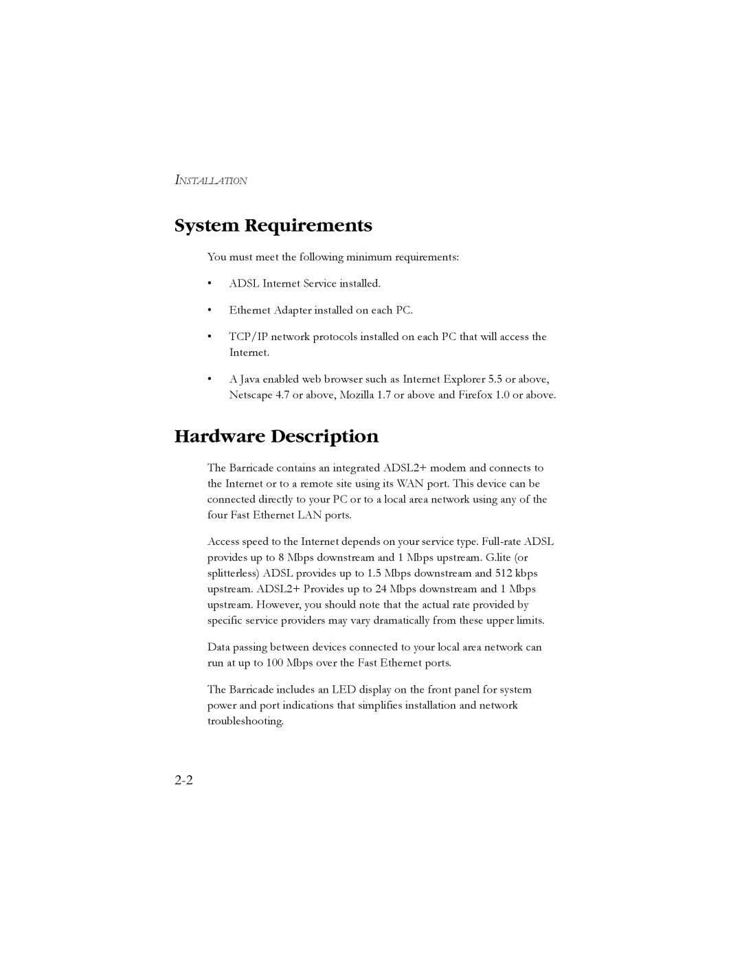 SMC Networks SMC7904BRB2 manual System Requirements, Hardware Description 