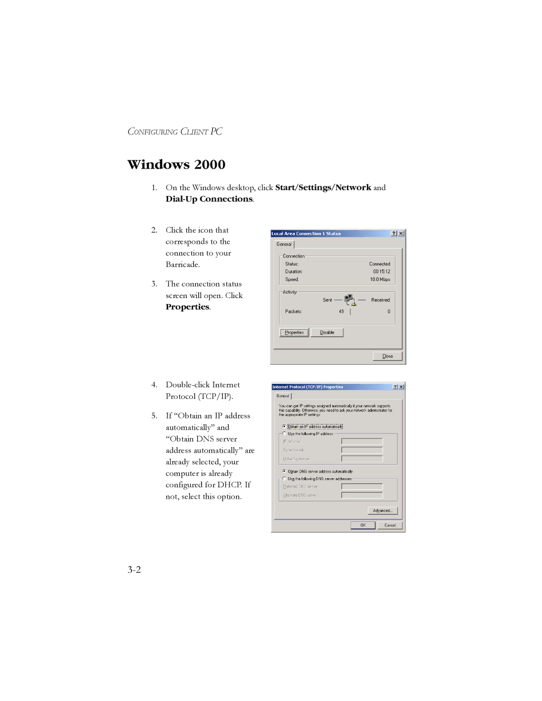 SMC Networks SMC7904BRB2 manual Windows, Dial-Up Connections, Properties 