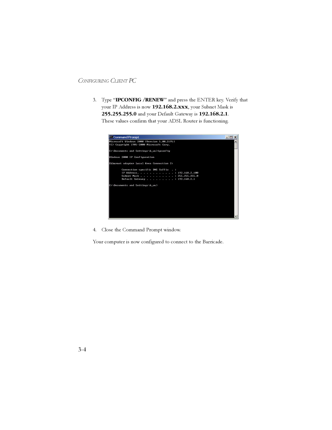 SMC Networks SMC7904BRB2 manual Configuring Client PC 