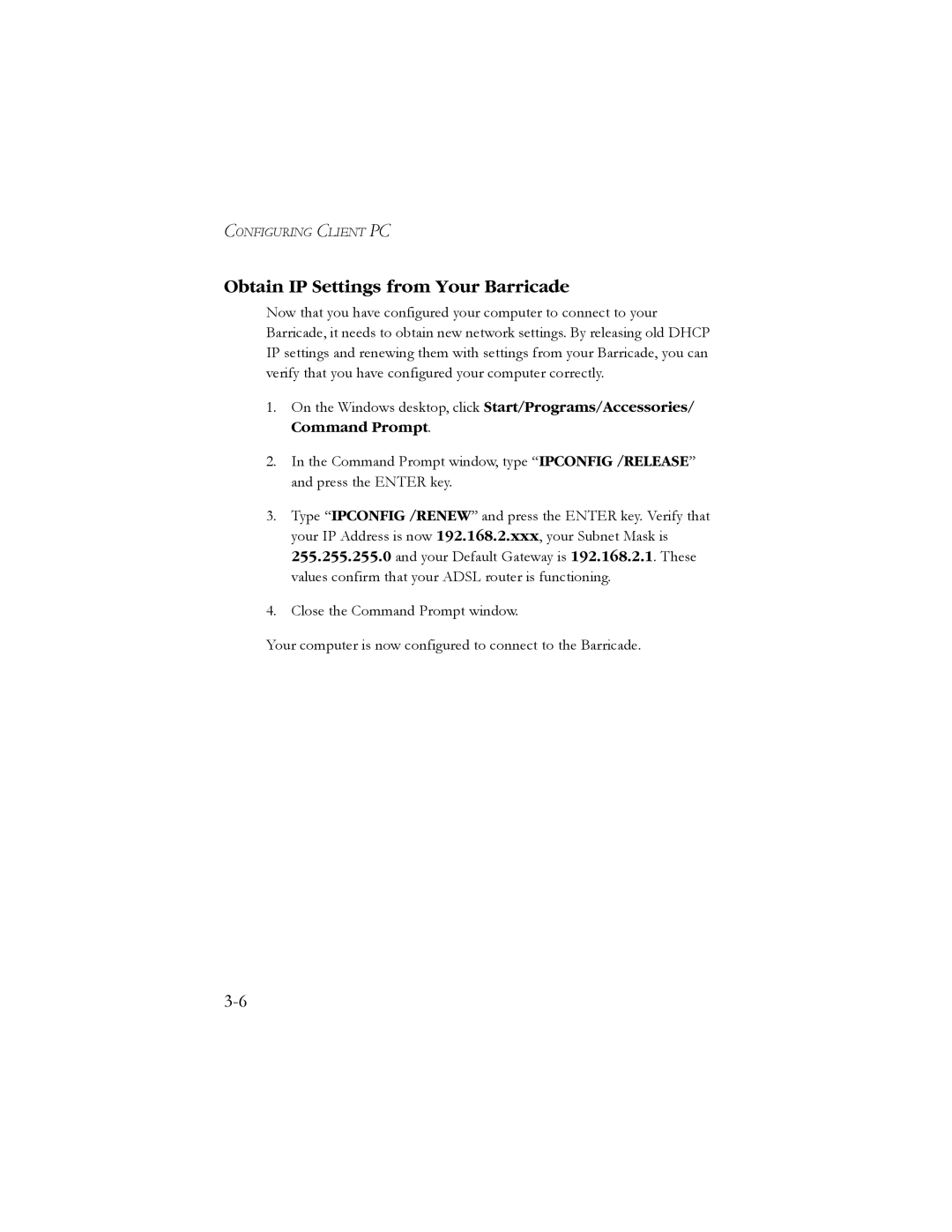 SMC Networks SMC7904BRB2 manual Obtain IP Settings from Your Barricade 