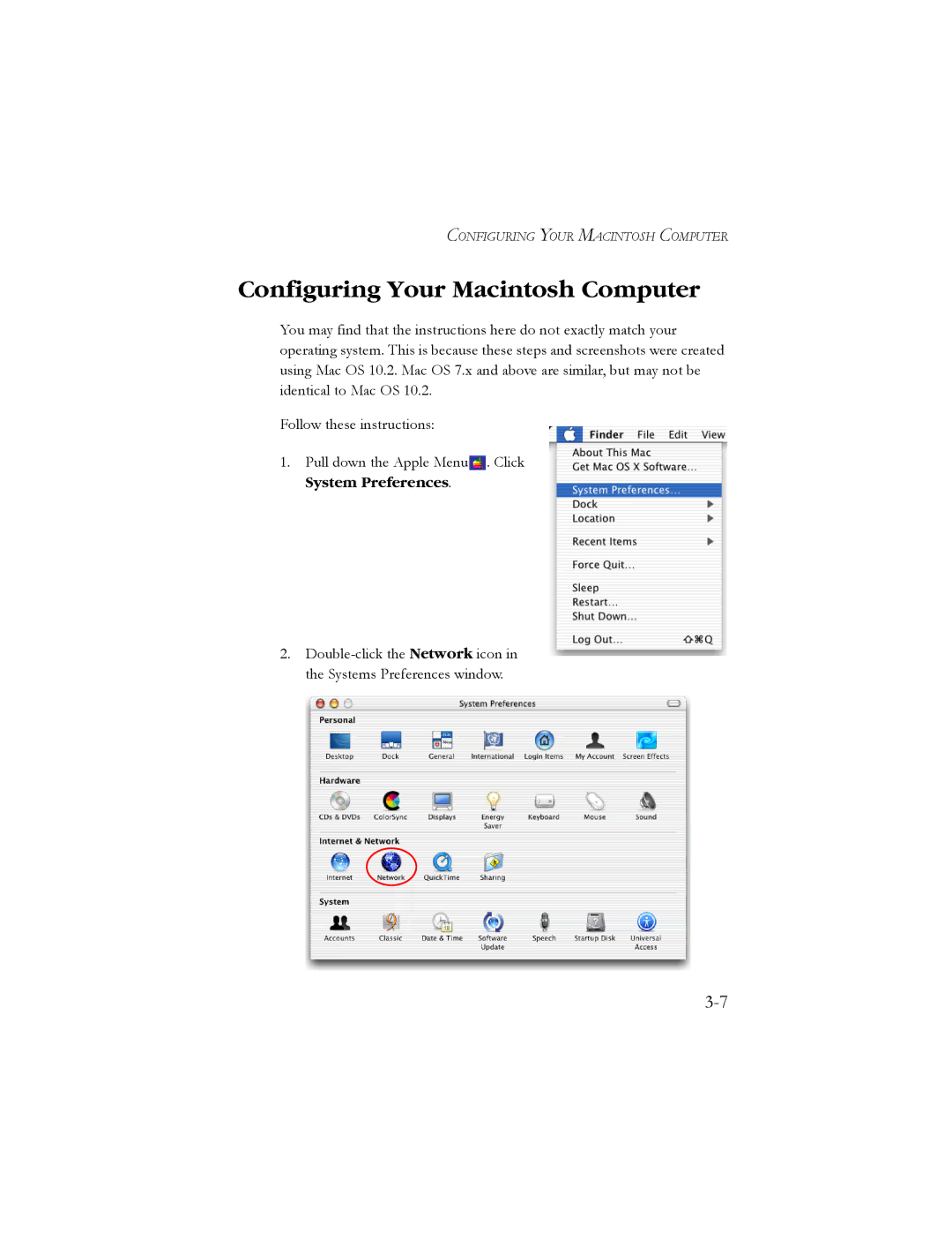 SMC Networks SMC7904BRB2 manual Configuring Your Macintosh Computer, System Preferences 