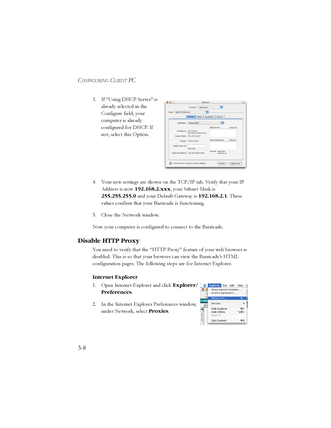 SMC Networks SMC7904BRB2 manual Disable Http Proxy, Internet Explorer 