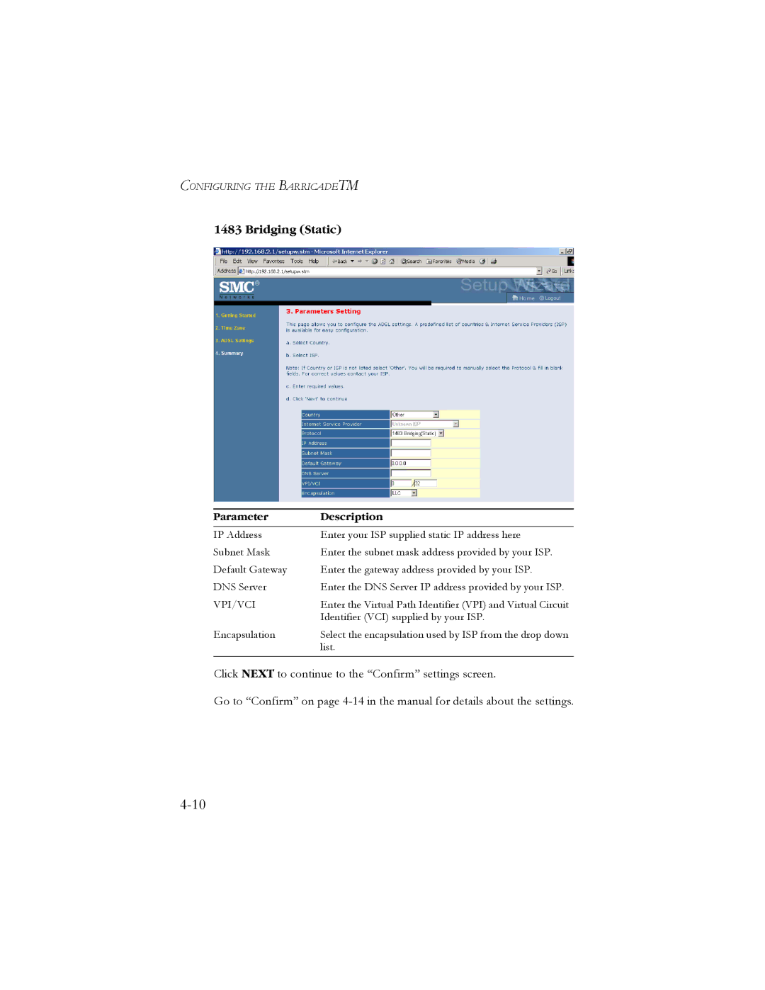 SMC Networks SMC7904BRB2 manual Bridging Static 