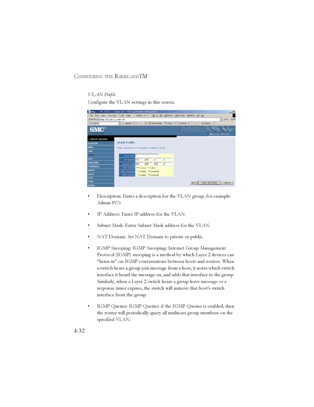 SMC Networks SMC7904BRB2 manual Vlan Profile 