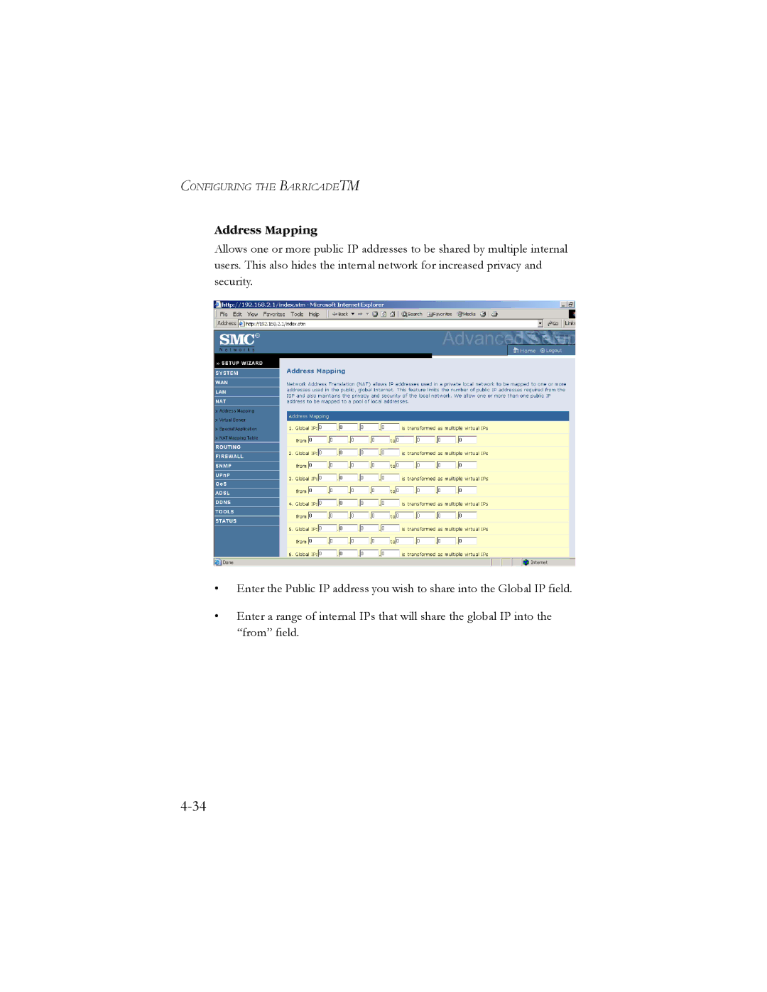 SMC Networks SMC7904BRB2 manual Address Mapping 