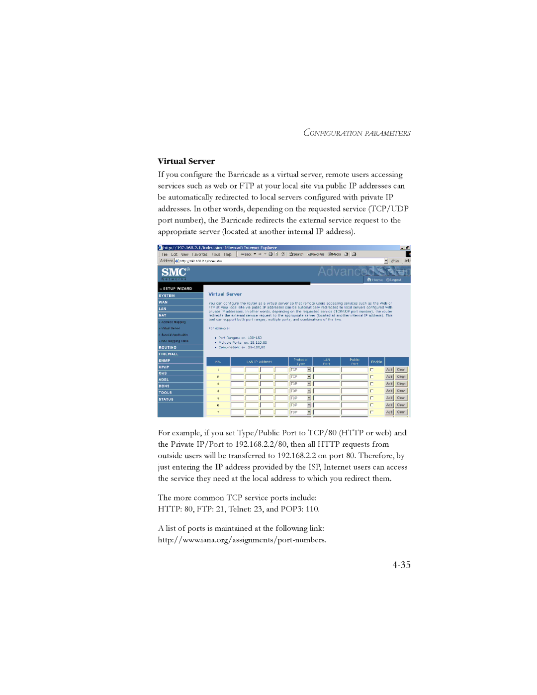 SMC Networks SMC7904BRB2 manual Virtual Server 