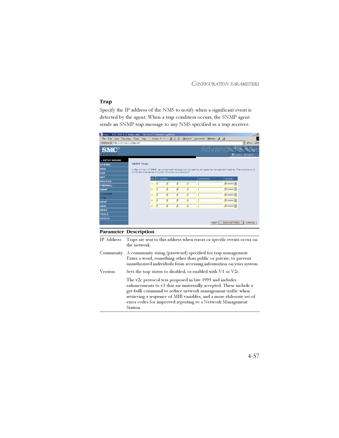 SMC Networks SMC7904BRB2 manual Trap 