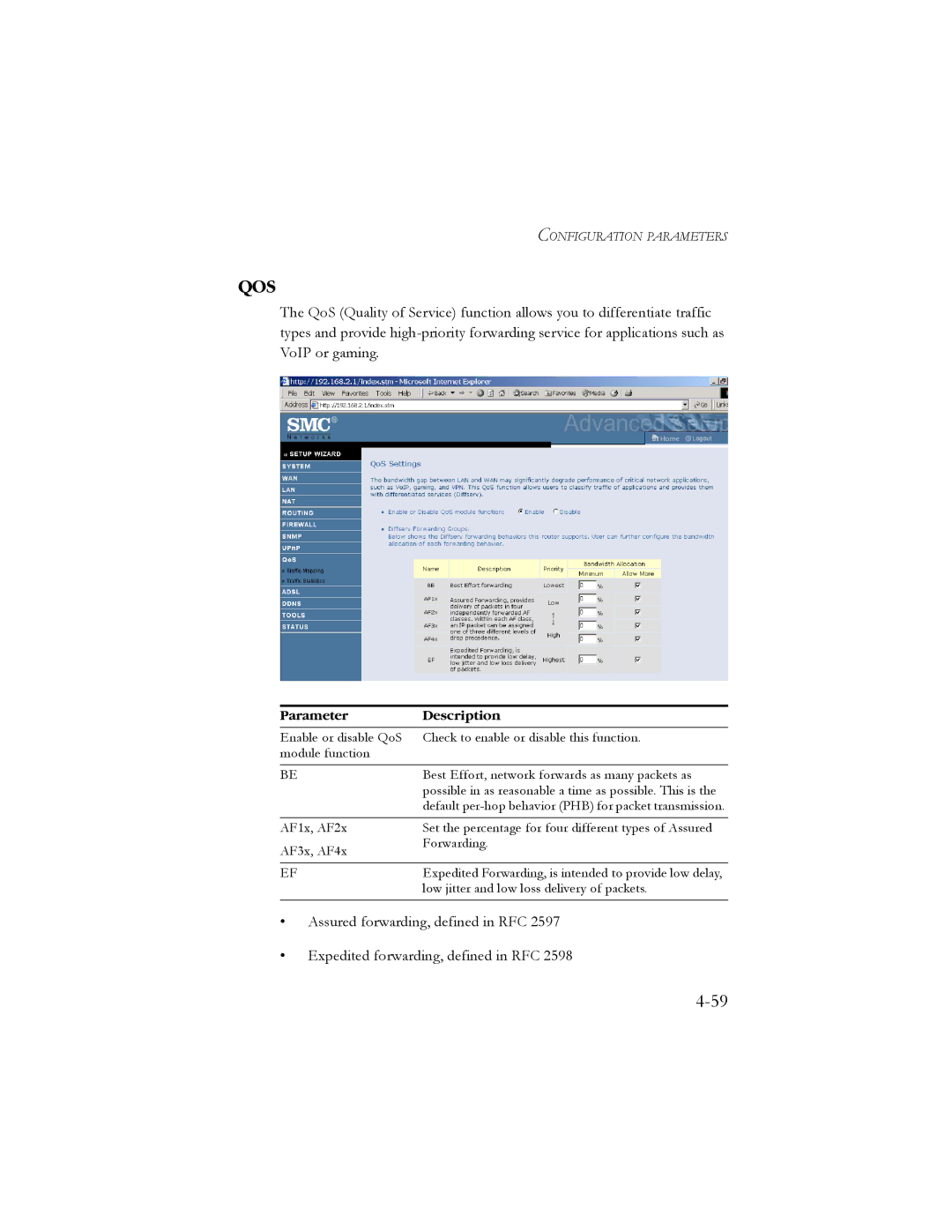 SMC Networks SMC7904BRB2 manual Qos 