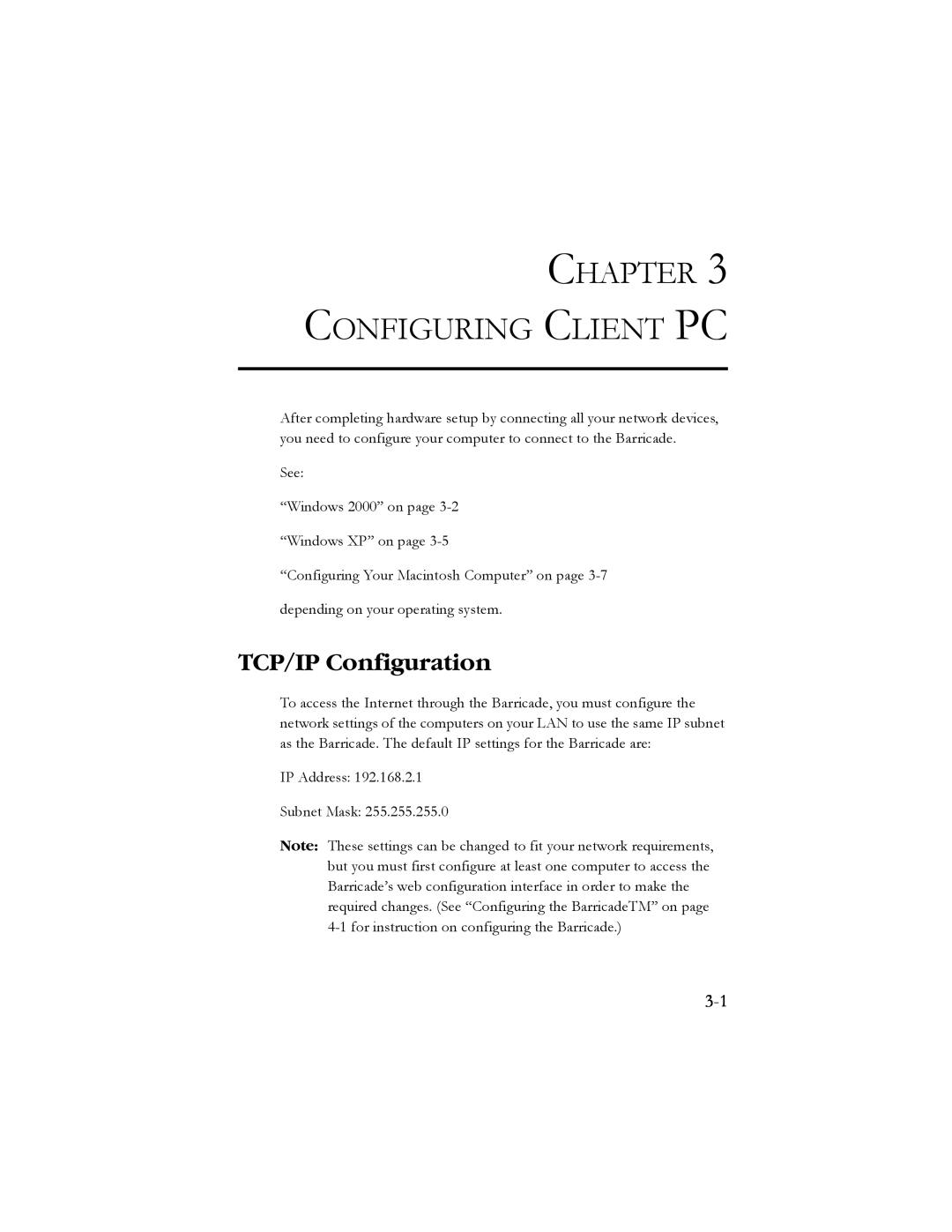 SMC Networks SMC7904BRB2 manual TCP/IP Configuration, Configuring Client Pc 