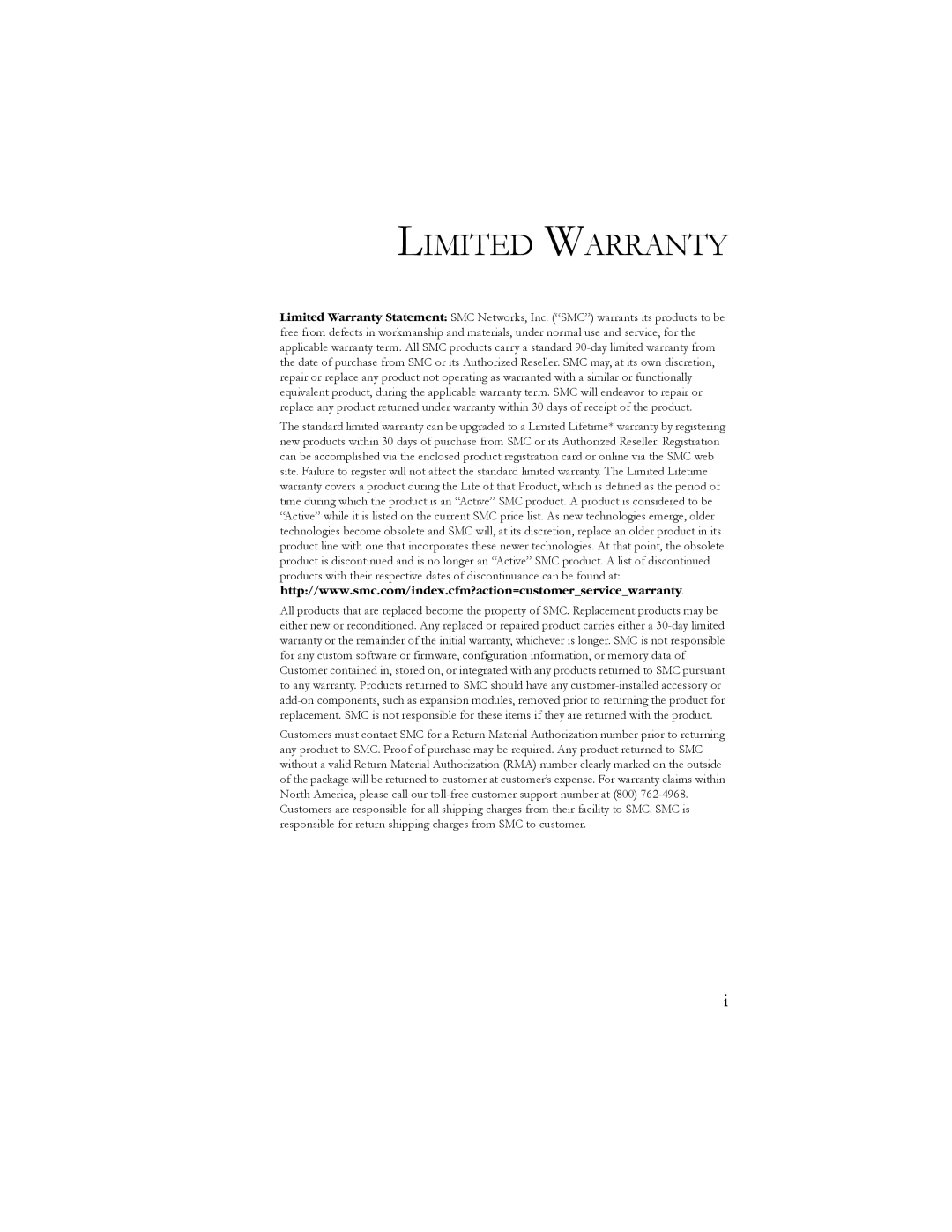 SMC Networks SMC7904BRB2 manual Limited Warranty 
