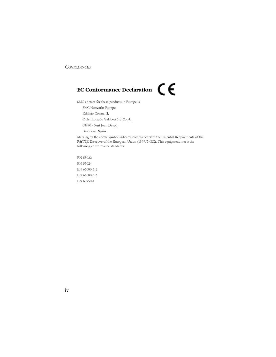 SMC Networks SMC7904BRB2 manual EC Conformance Declaration, Compliances 