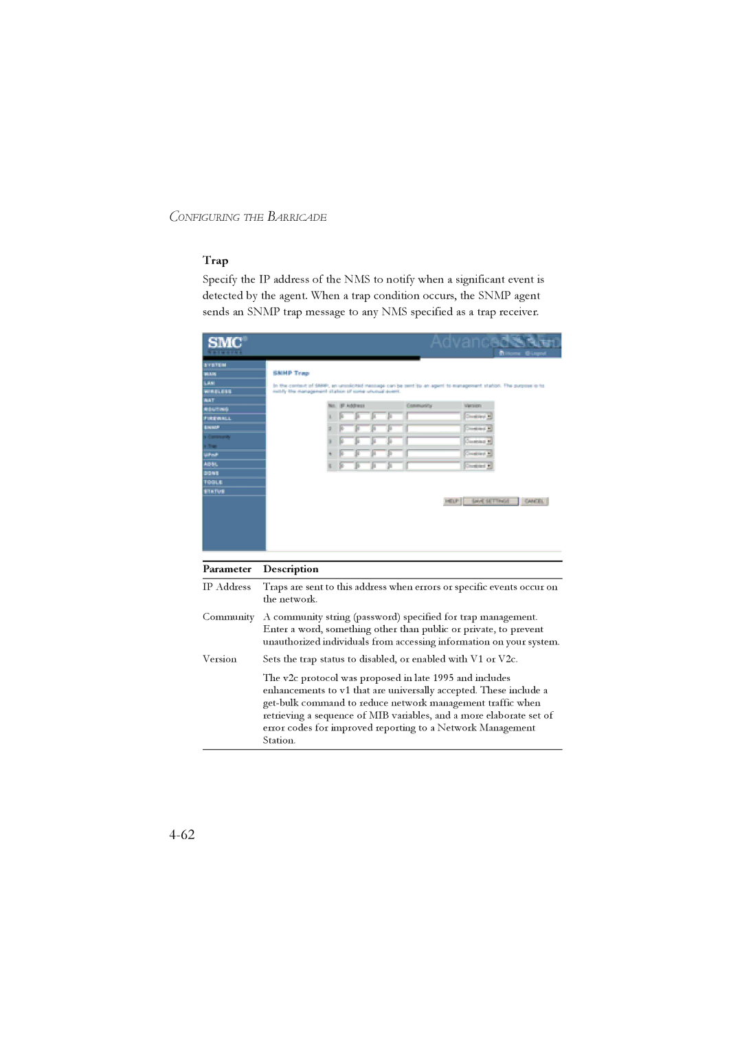 SMC Networks SMC7904WBRA, SMC7904WBRB manual Trap 