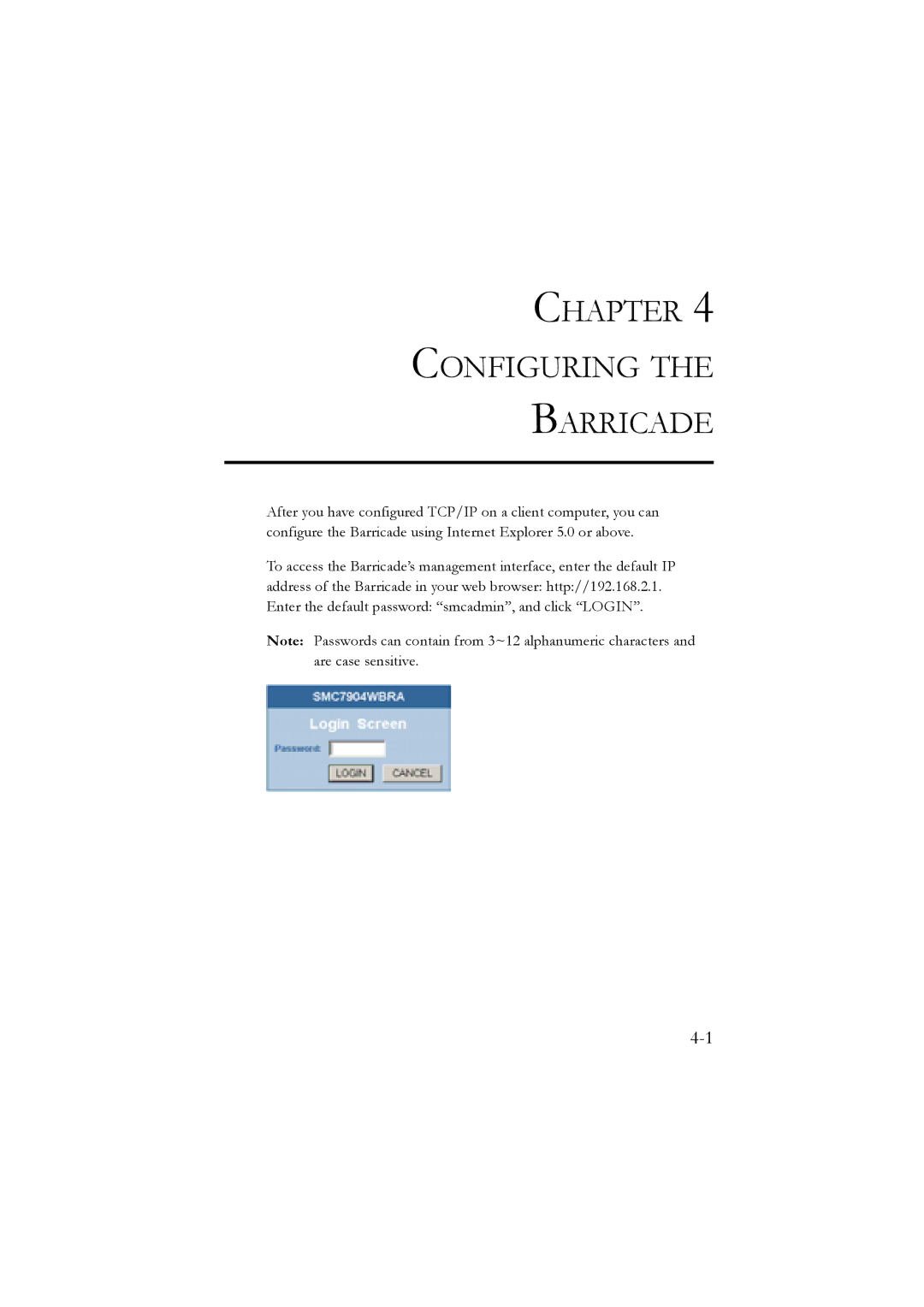 SMC Networks SMC7904WBRB, SMC7904WBRA manual Chapter Configuring Barricade 