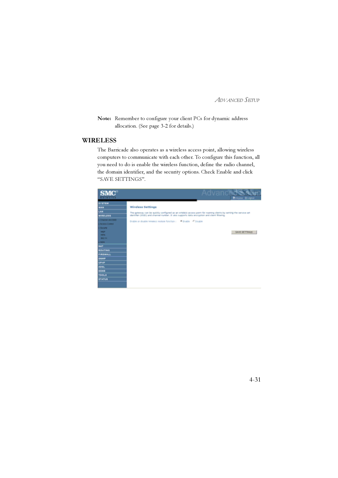 SMC Networks SMC7904WBRB, SMC7904WBRA manual Wireless 