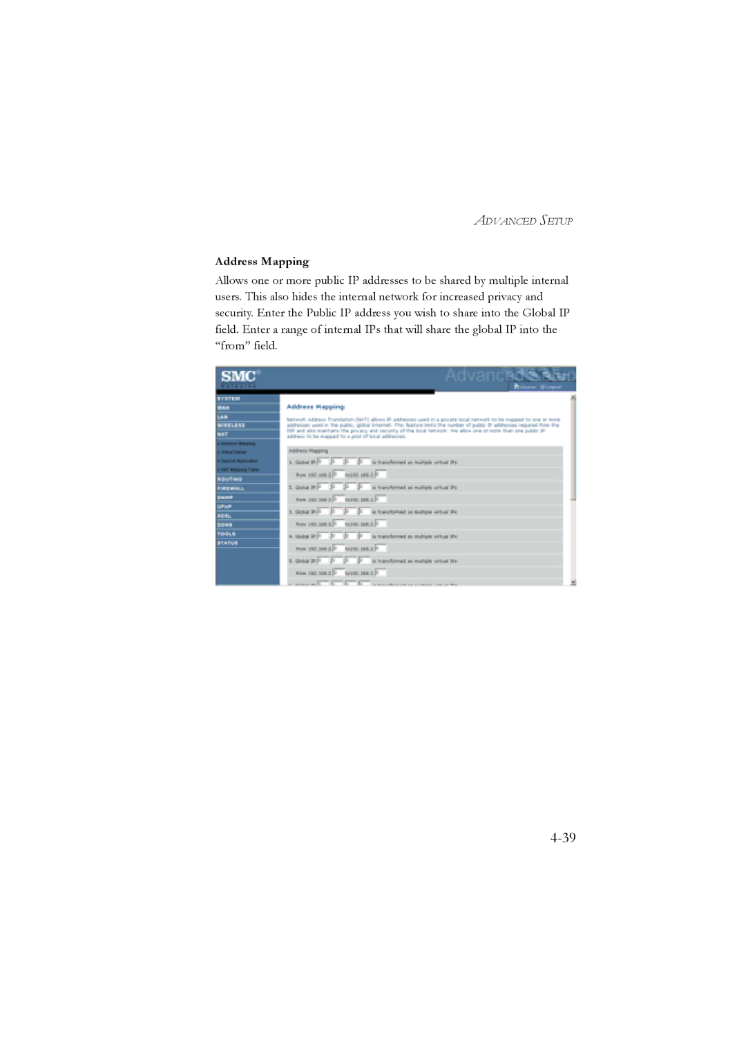 SMC Networks SMC7904WBRB, SMC7904WBRA manual Address Mapping 